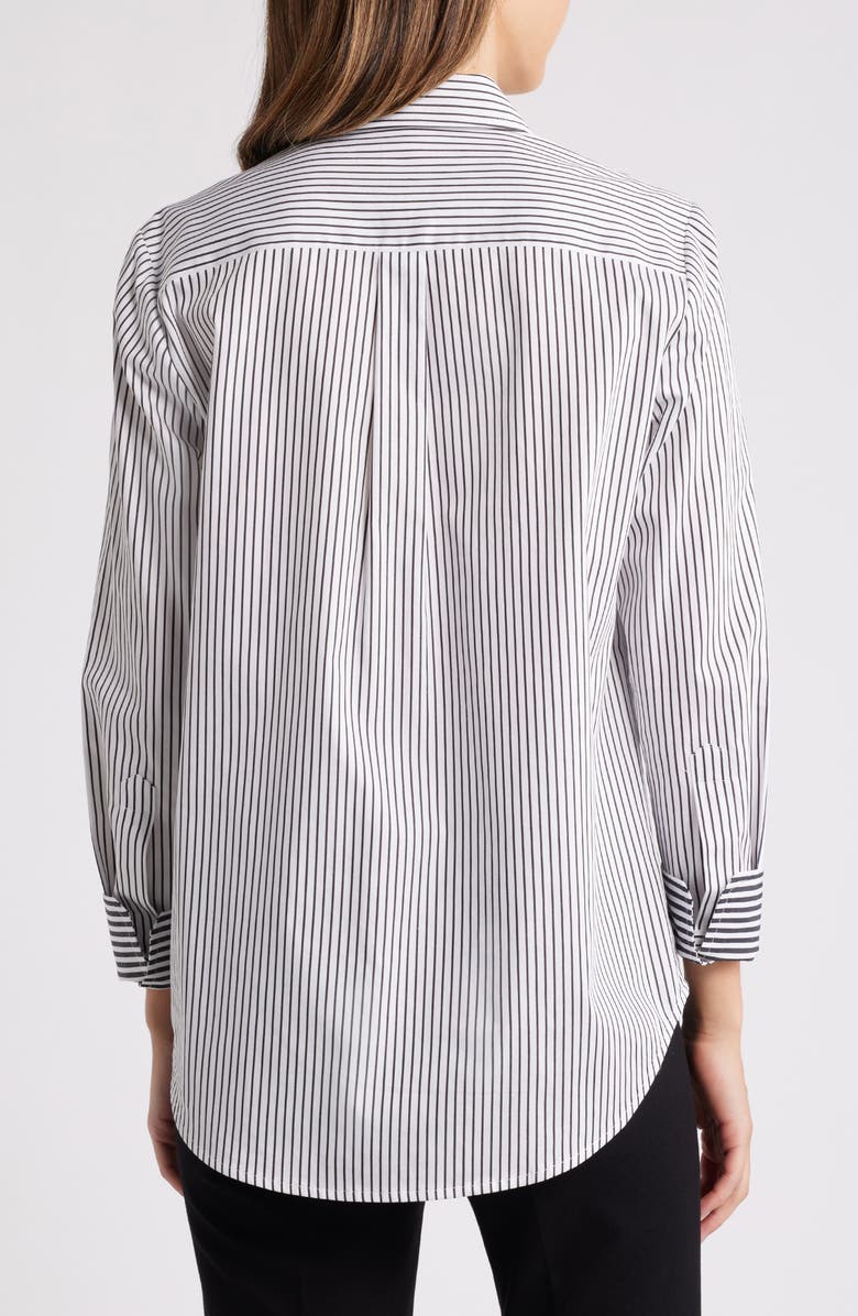 Anne Klein Stripe Cotton Poplin Button-Up Shirt, Alternate, color,