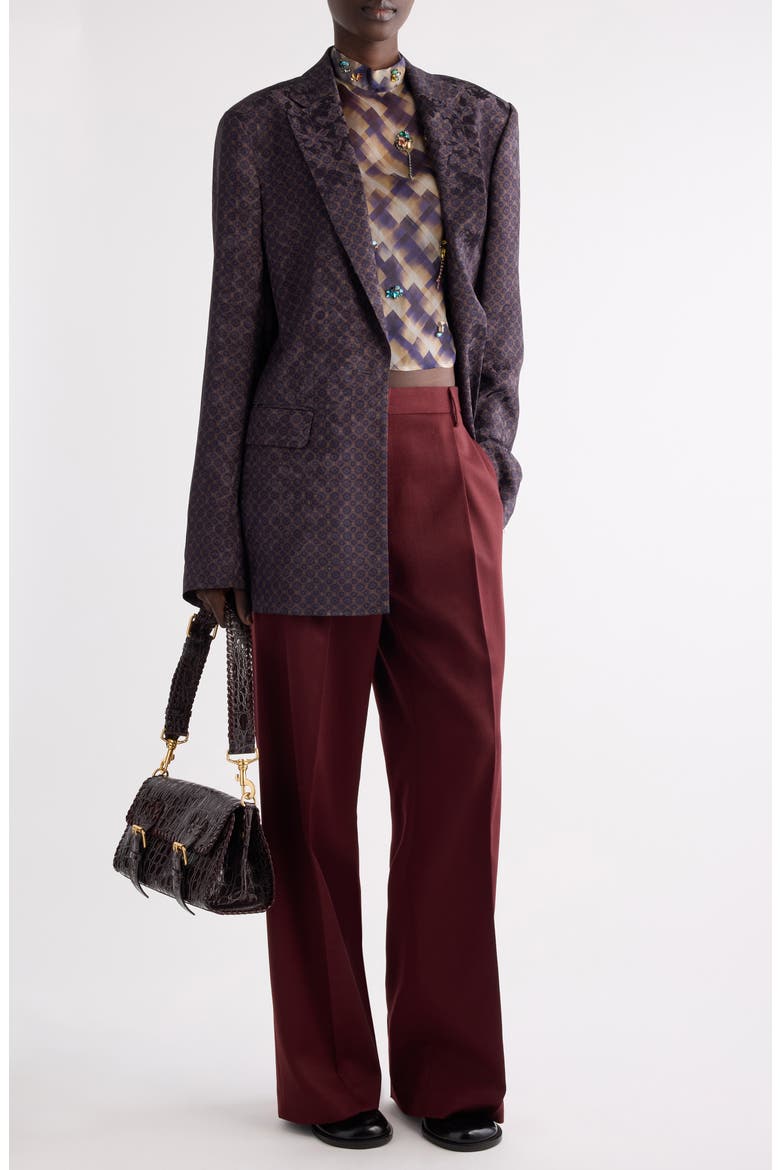 Portias Pleated Wool Pants, Alternate, color, BRIQUE