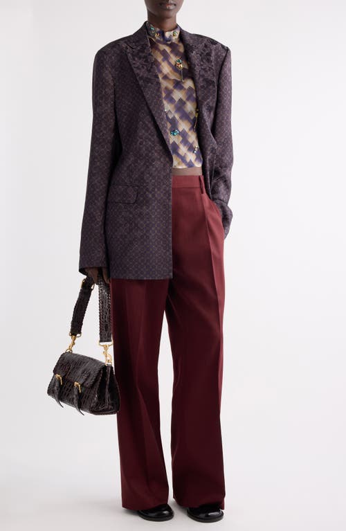 Dries Van Noten Pleated In Shiny Wool Trousers Bordeaux In Multi