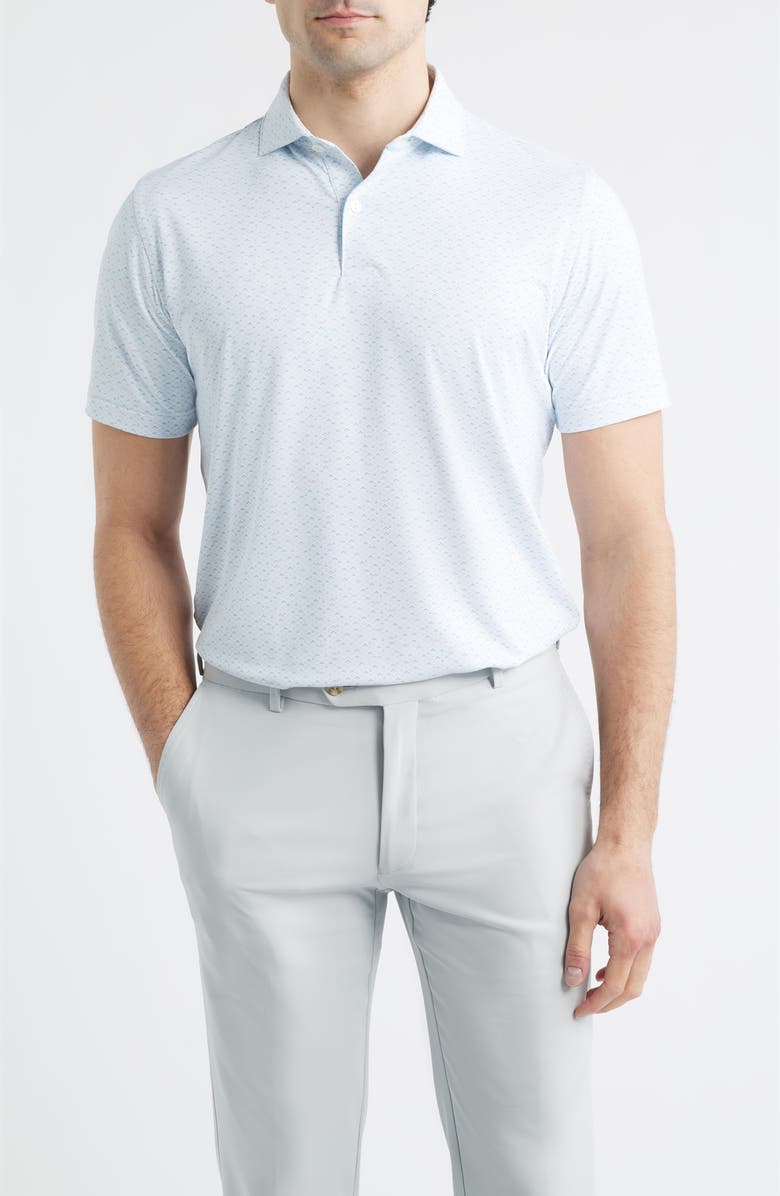 Peter Millar Soprano Waves Performance Jersey Golf Polo, Main, color, White