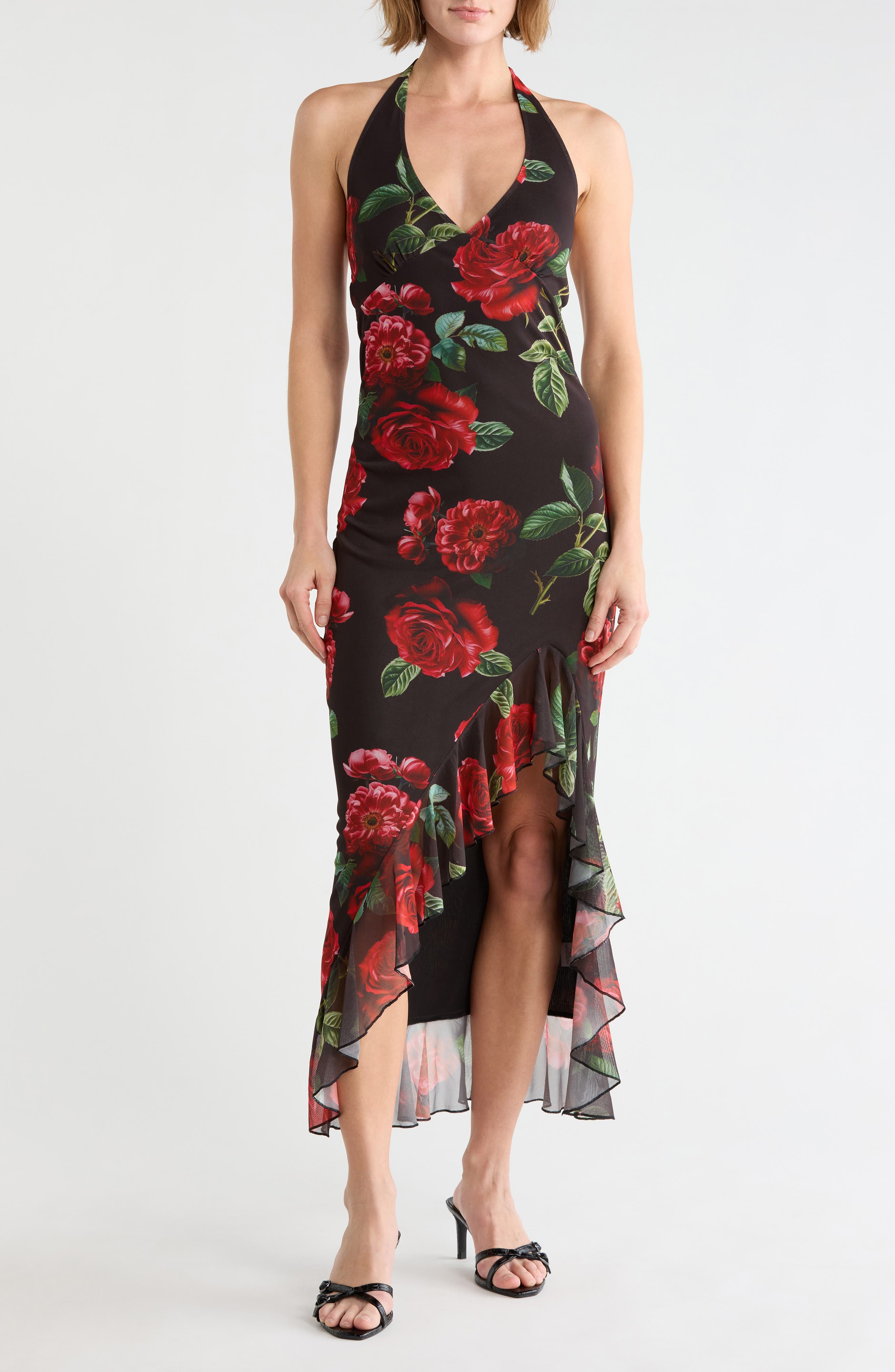 Halter High Low Maxi Dress