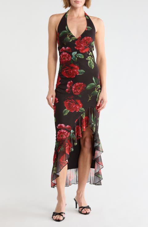 Halter High Low Maxi Dress