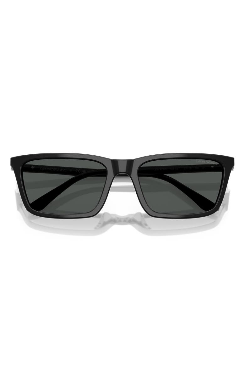 Emporio Armani 55mm Rectangle Sunglasses, Alternate, color, Shiny Black / Dark Grey