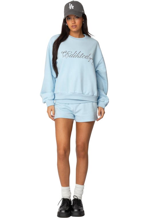 Shop Edikted Super  Oversize Crewneck Sweatshirt In Light-blue