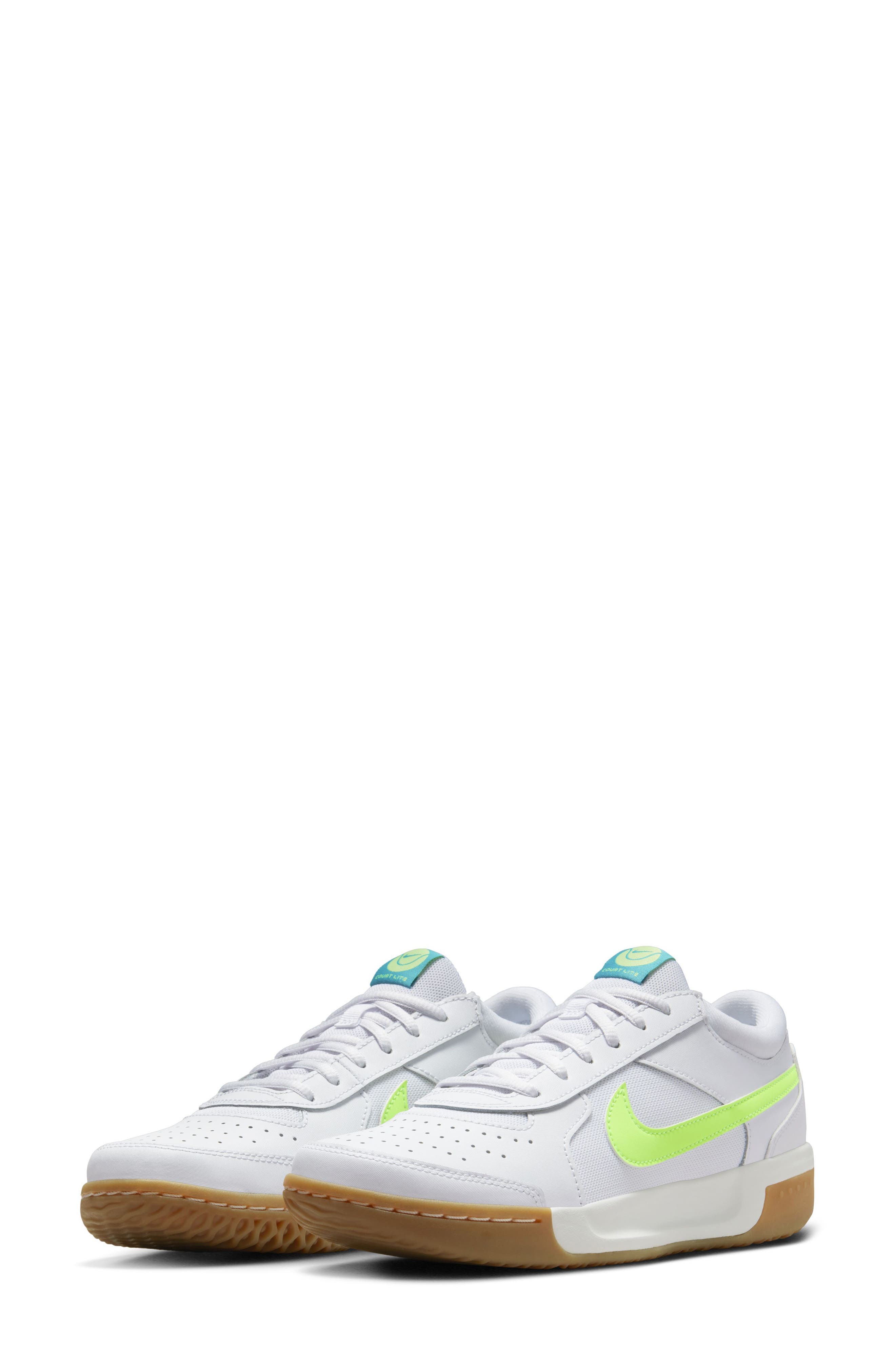 Nike Court Air Zoom Lite 3 Tennis Shoe, Main, color, White/ Teal/ Brown/ Lime