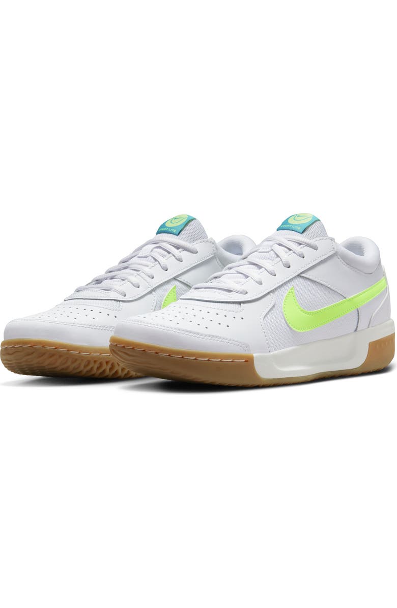 Nike Court Air Zoom Lite 3 Tennis Shoe, Main, color, White/ Teal/ Brown/ Lime