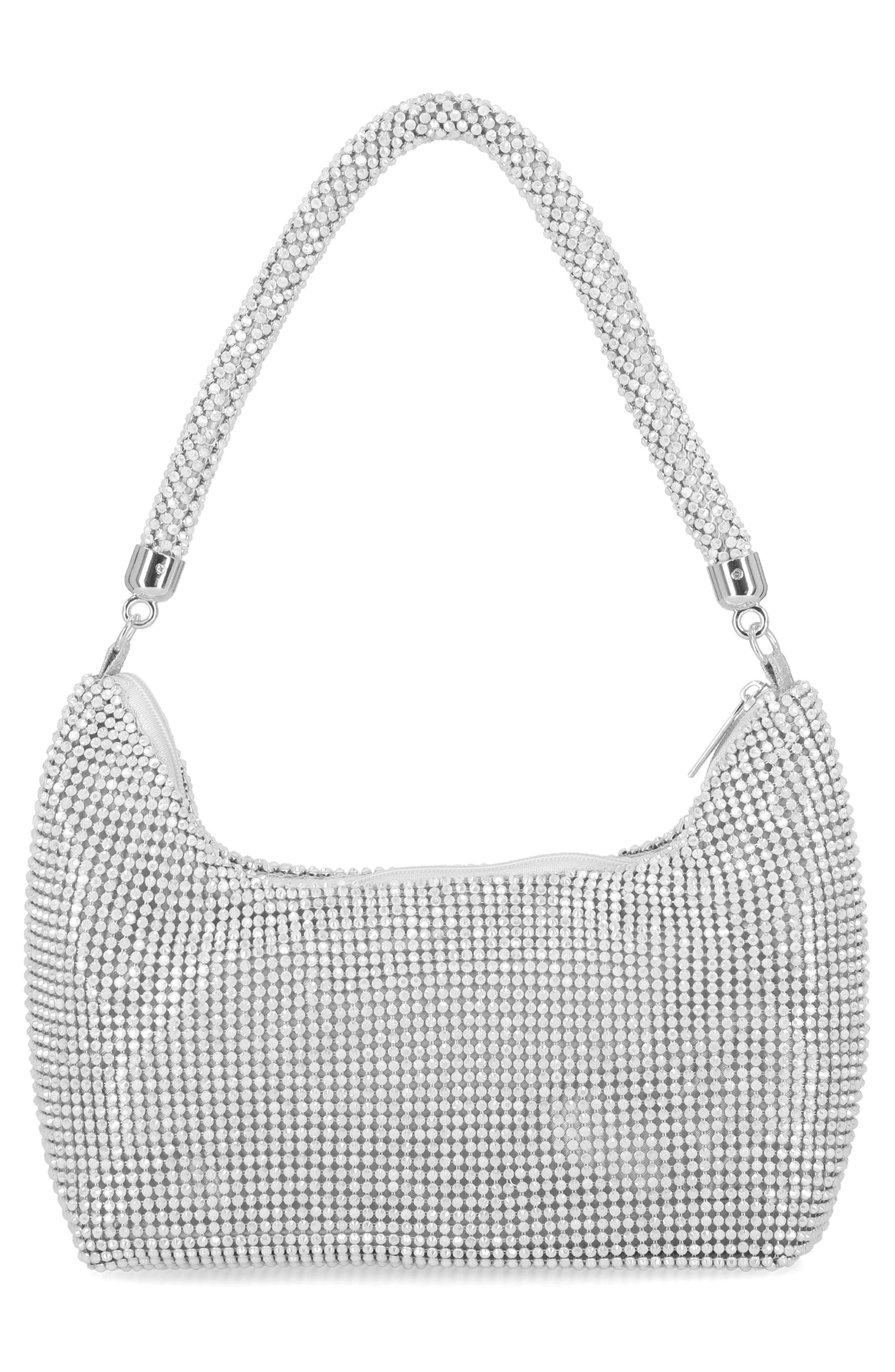 Jessica McClintock Julian Rhinestone Hobo Bag, Alternate, color, Silver