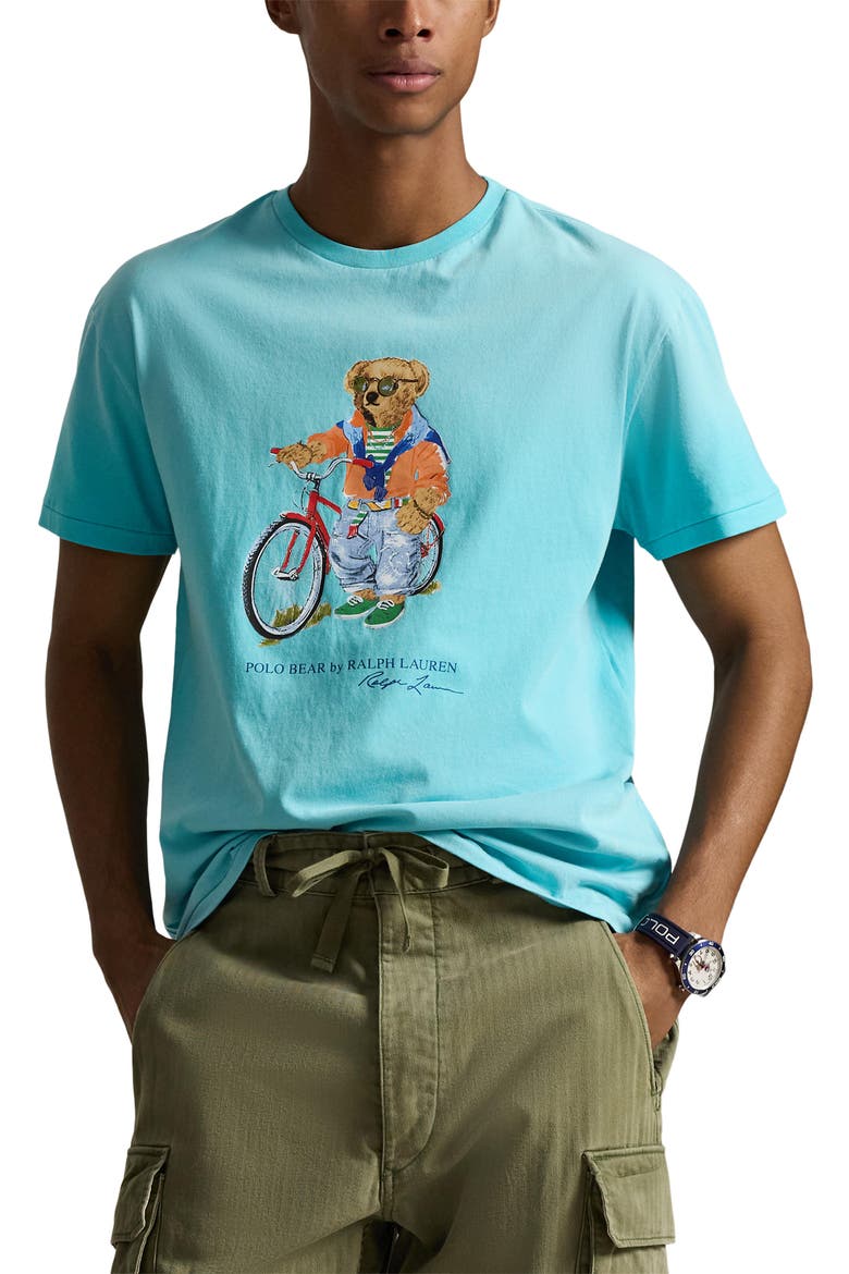 Classic Fit Polo Bear Graphic T-Shirt, Main, color, PERFECT TURQUOISE- SUMMER BEAR