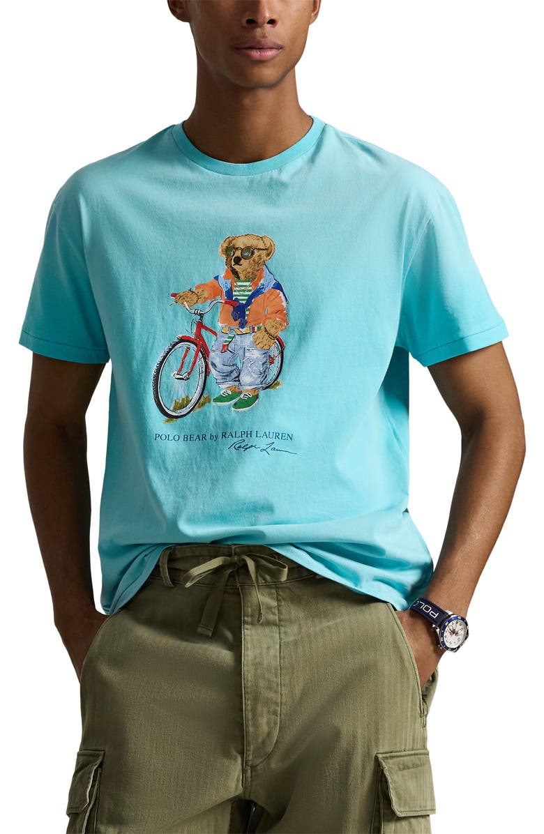 Polo Ralph Lauren Classic Fit Polo Bear Graphic T-Shirt, Main, color, Perfect Turquoise- Summer Bear