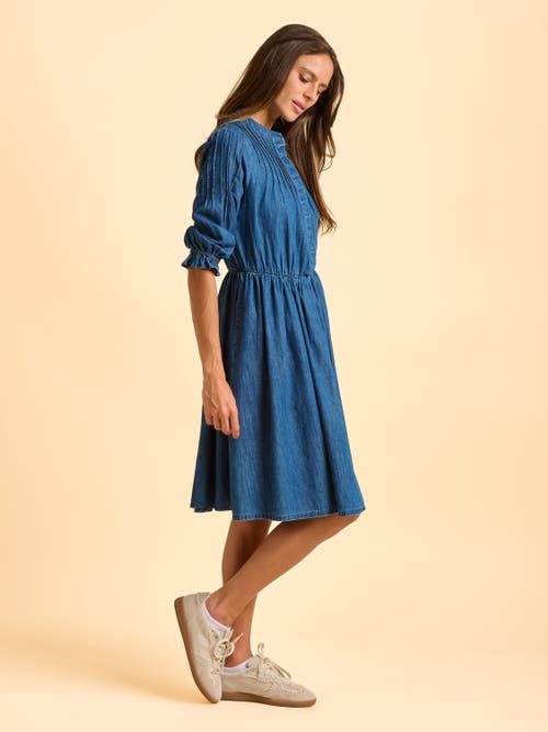 Brakeburn Icylyn 3/4 Sleeve Round Neck Midi Dress In Blue
