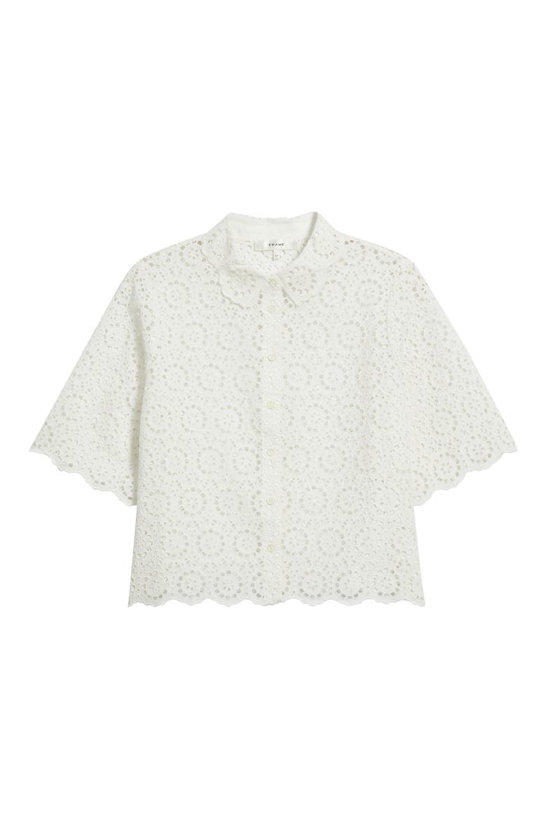 The Petal Eyelet Crop Shirt, Alternate, color, WHITE