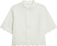 FRAME The Petal Eyelet Crop Shirt