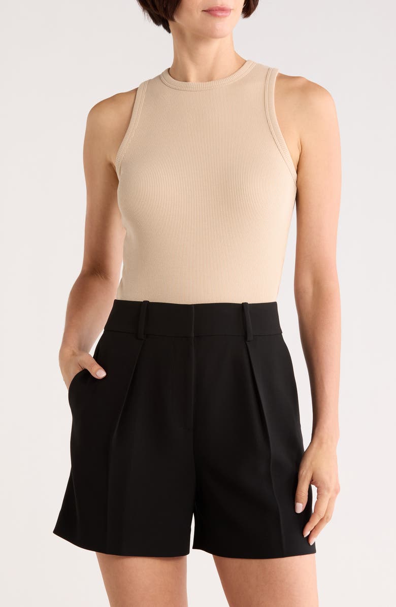 Theory Fitted Rib Stretch Organic Cotton Tank, Main, color, Sand