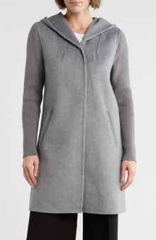 Kenneth Cole New York Double Face Wool Blend Hooded Coat