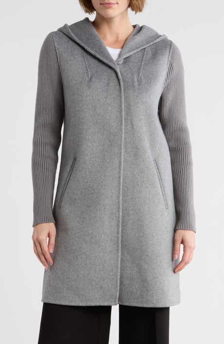 Kenneth Cole New York Double Face Wool Blend Hooded Coat