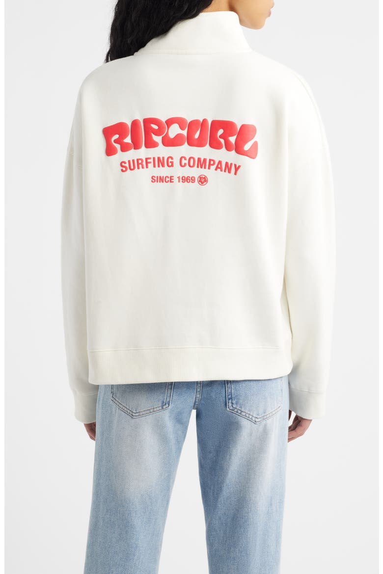 Surf Puff Logo Quarter Zip Sweatshirt, Alternate, color, CAYENNE