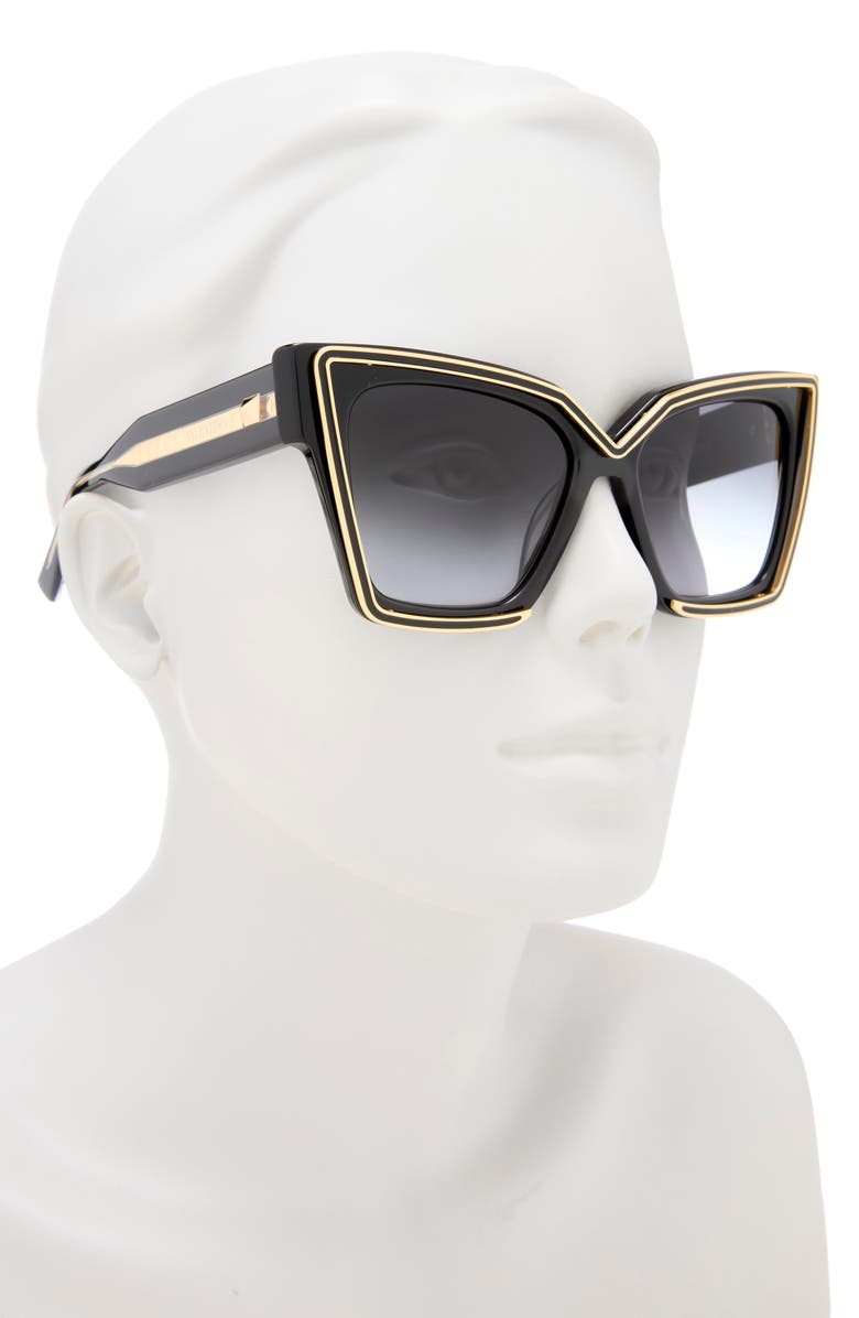 Valentino 50mm Polarized Cat Eye Sunglasses, Alternate, color, Black Grey