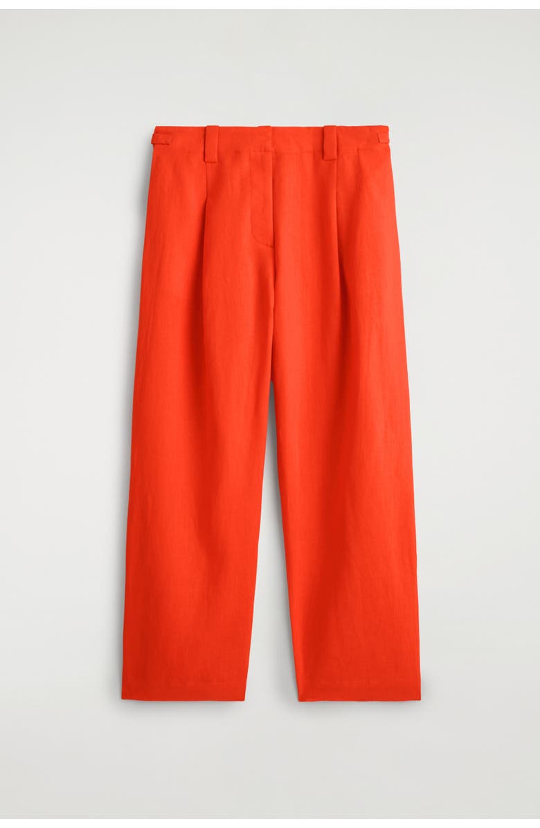 COS Buckle-detail Linen Balloon-leg Trousers, Alternate, color, Orange