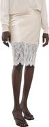 MANGO Lace Trim Satin Midi Skirt