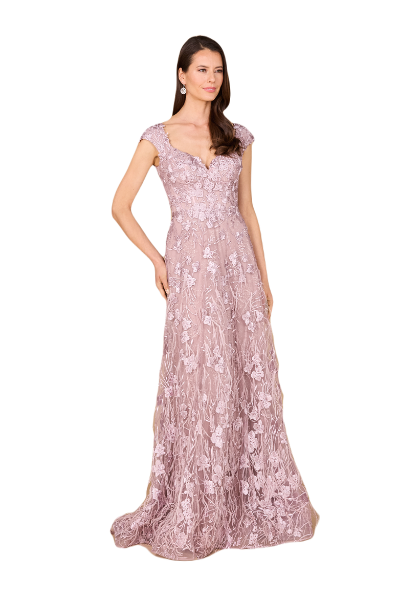 Cap Sleeves, A-line Dress with Feathers, Main, color, Lilac