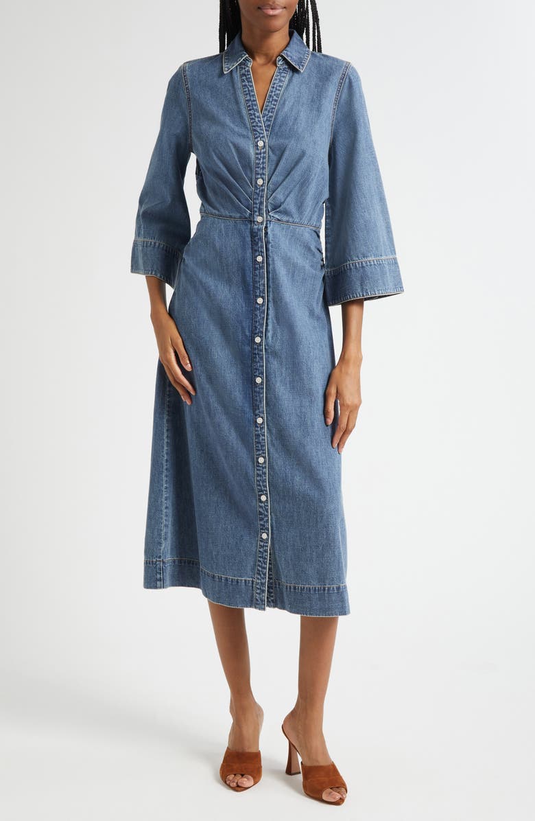 Veronica Beard Haydon Denim Shirtdress, Main, color, Rebel Blue