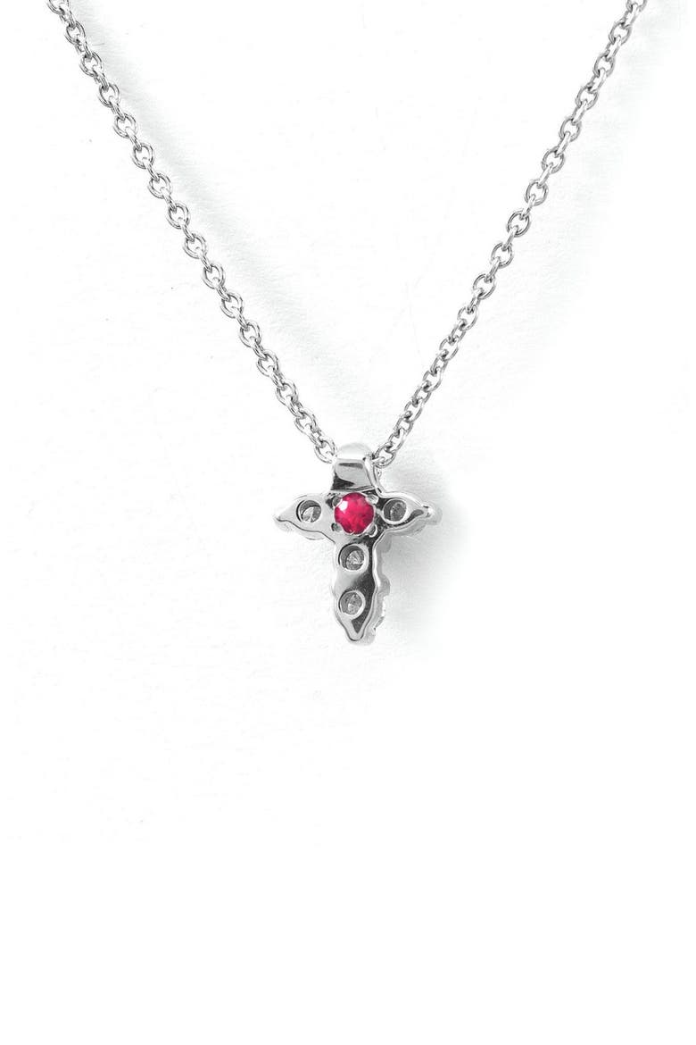 'Tiny Treasures' Diamond Cross Pendant Necklace, Alternate, color, WHITE