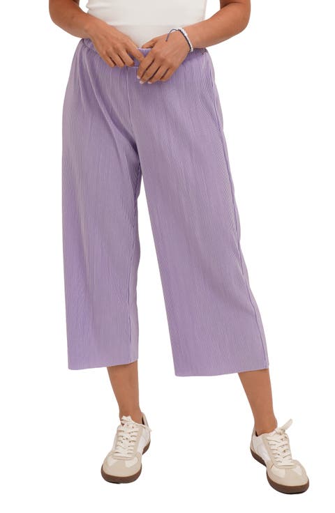 Plisse Wide Leg Crop Pants