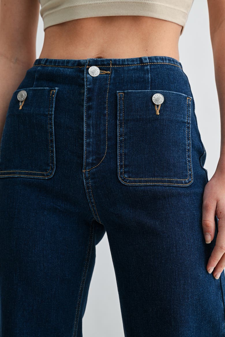 Blueprint Patch Pocket High Waist Straight Leg Jeans, Alternate, color, Dark Wash
