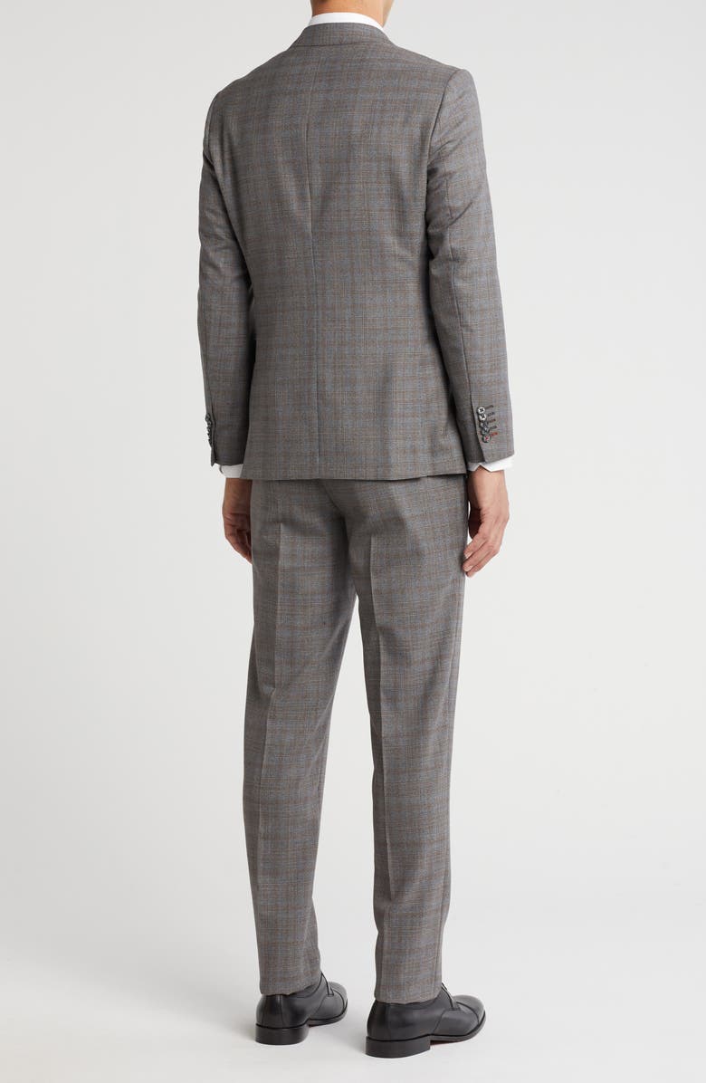English Laundry Plaid Double Breasted Wool Blend Suit, Alternate, color, Grey/Brown Plaid