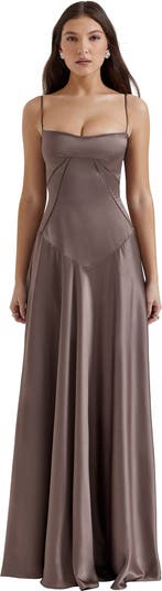 Anabella Lace-Up Satin Gown