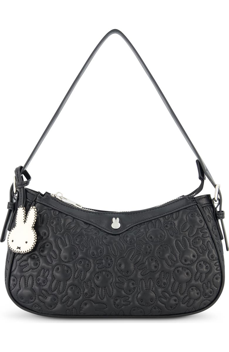 Daniele Nicole Miffy Quilted PU Shoulder Bag with Charm, Main, color, Black