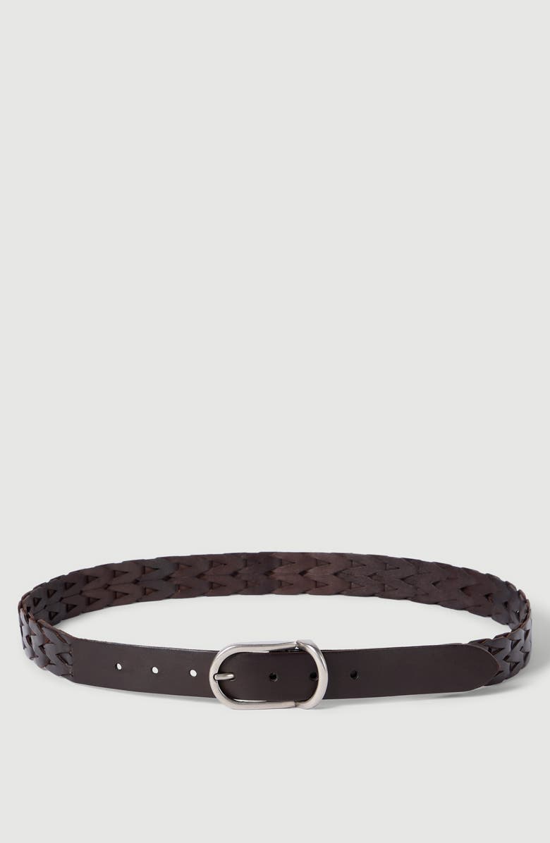Brunello Cucinelli Braided leather belt, Alternate, color, Rust Brown