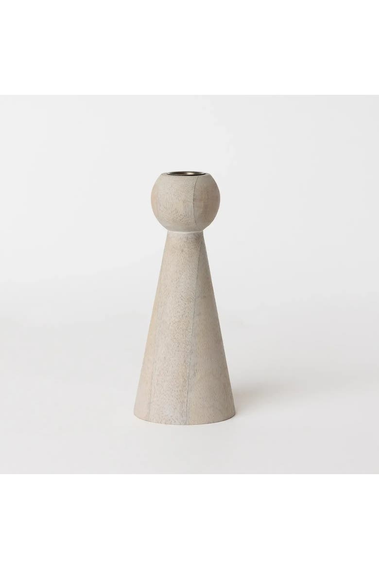 Bleached Taper Candle Holder, Main, color, Whitewash
