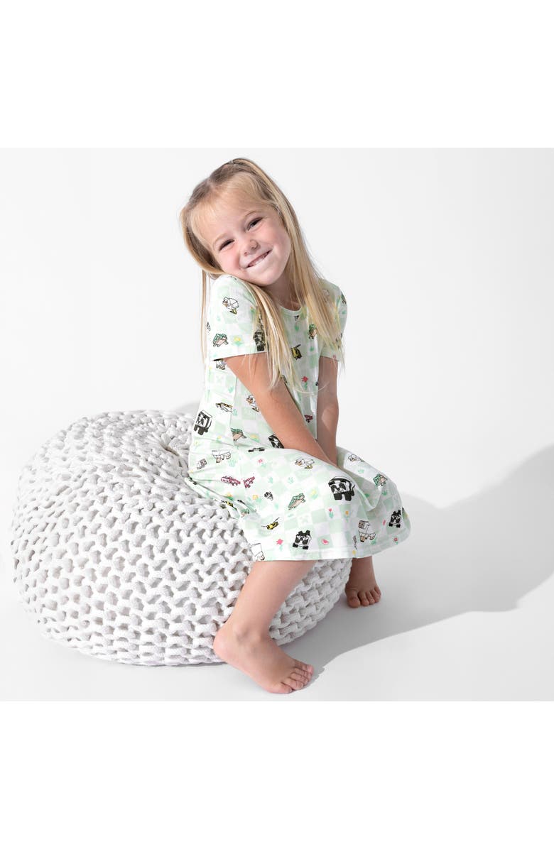 Bellabu Bear Kids' Minecraft Sleep Repeat Short Sleeve Dress, Alternate, color, Minecraft Sleep Repeat