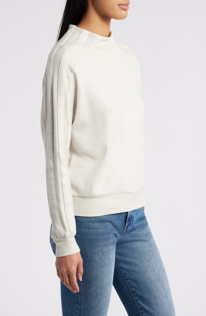 Wit & Wisdom Funnel Neck Knit Top, Alternate, color, Heather Ecru