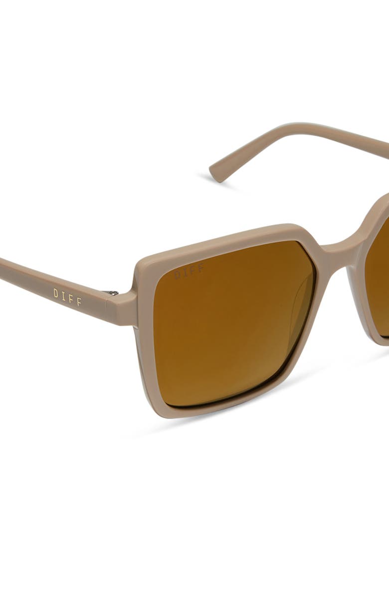 DIFF Esme 53mm Polarized Square Sunglasses, Alternate, color, Brown Gold Flash
