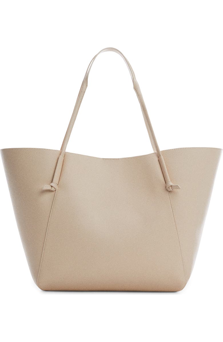 MANGO Knot Handle Faux Leather Shopper Bag, Main, color,