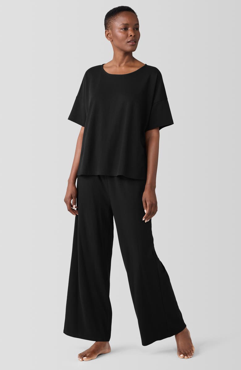 Eileen Fisher Boxy Organic Cotton Pajama Top, Alternate, color, Black