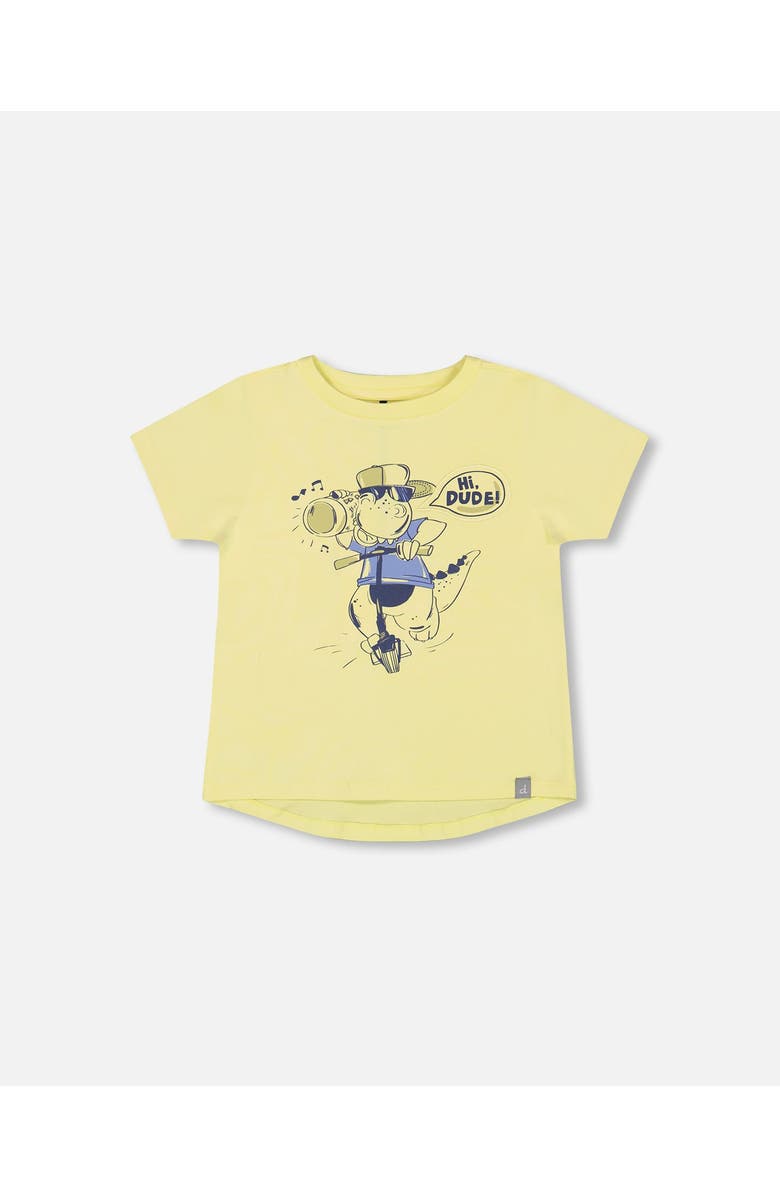 Deux par Deux Baby Boy's Organic Cotton T-Shirt With Print Lime, Main, color, 