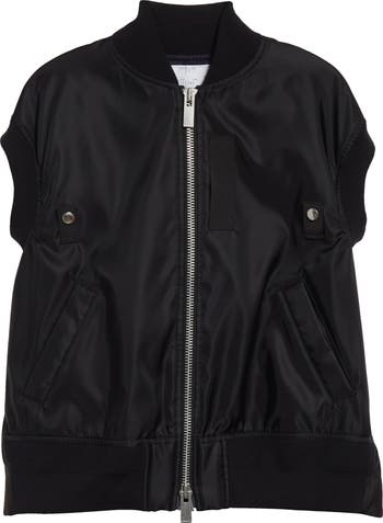 ■sacai■サカイ■Short Sleeve Nylon Twill Bomber Jacket■ Sacai Short Sleeve Nylon Twill Bomber Jacket in Green | Lyst