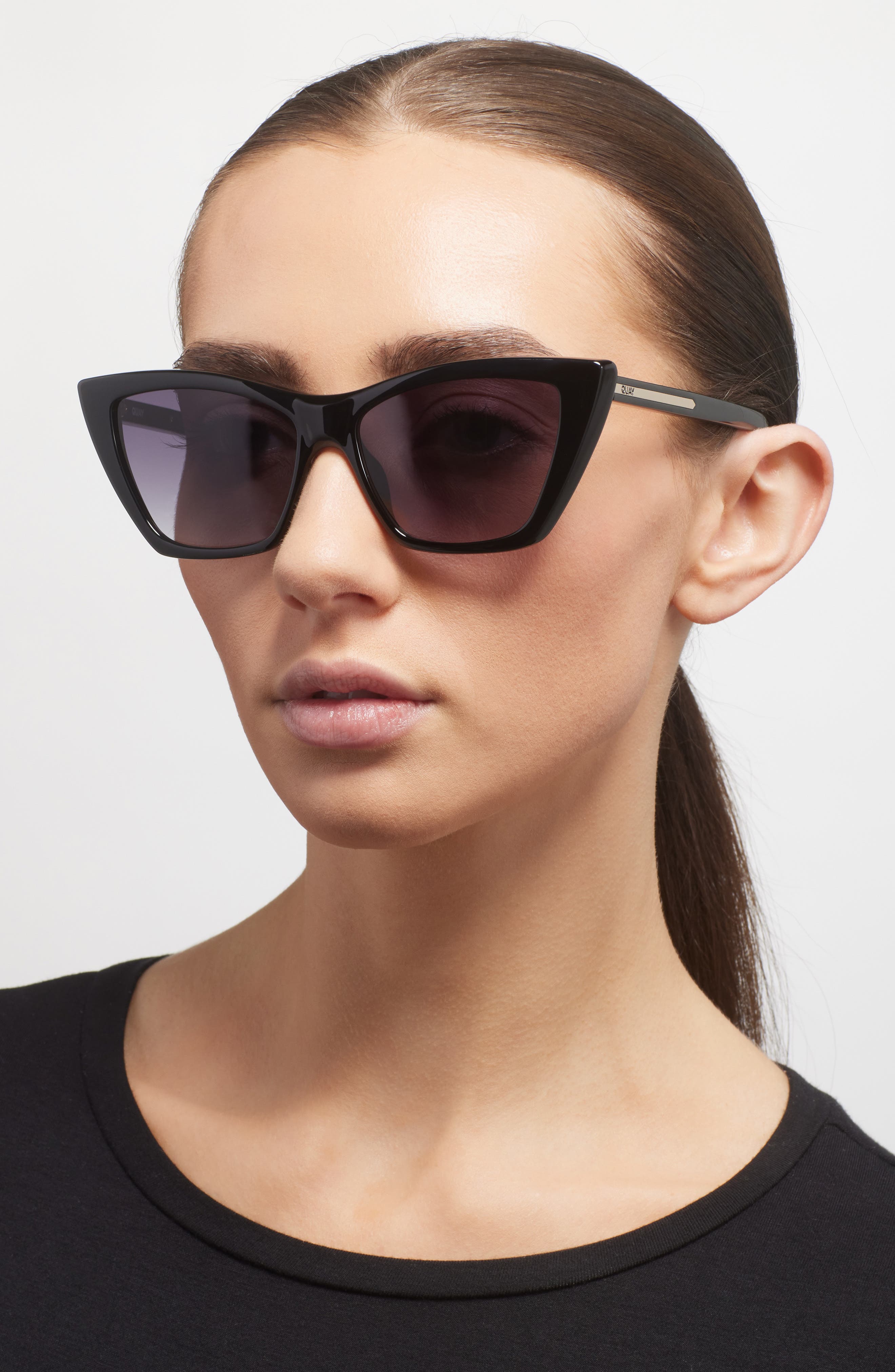 Women\'s Cat Eye Sunglasses with Stone Accents Buy Set In Stone Cat Eye Sunglasses by Quay – QUAY main image 3