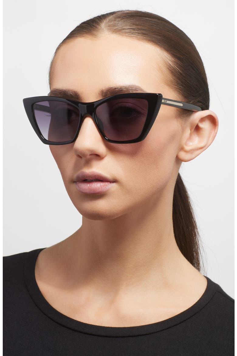 Set in Stone 55mm Cat Eye Sunglasses, Alternate, color, BLACK/ SMOKE