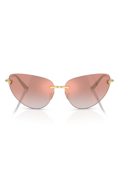Versace 64mm Gradient Cat Eye Sunglasses In Gold/pink Mirror Pink