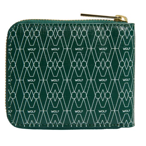 Wolf Signature Zip Wallet In Green