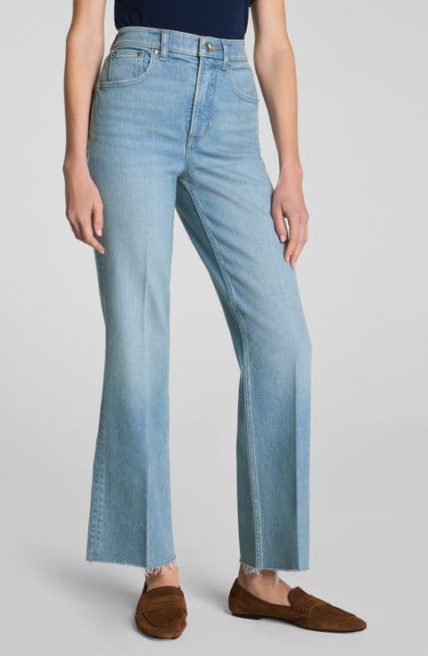 Raw Hem High Waist Crop Kick Flare Jeans