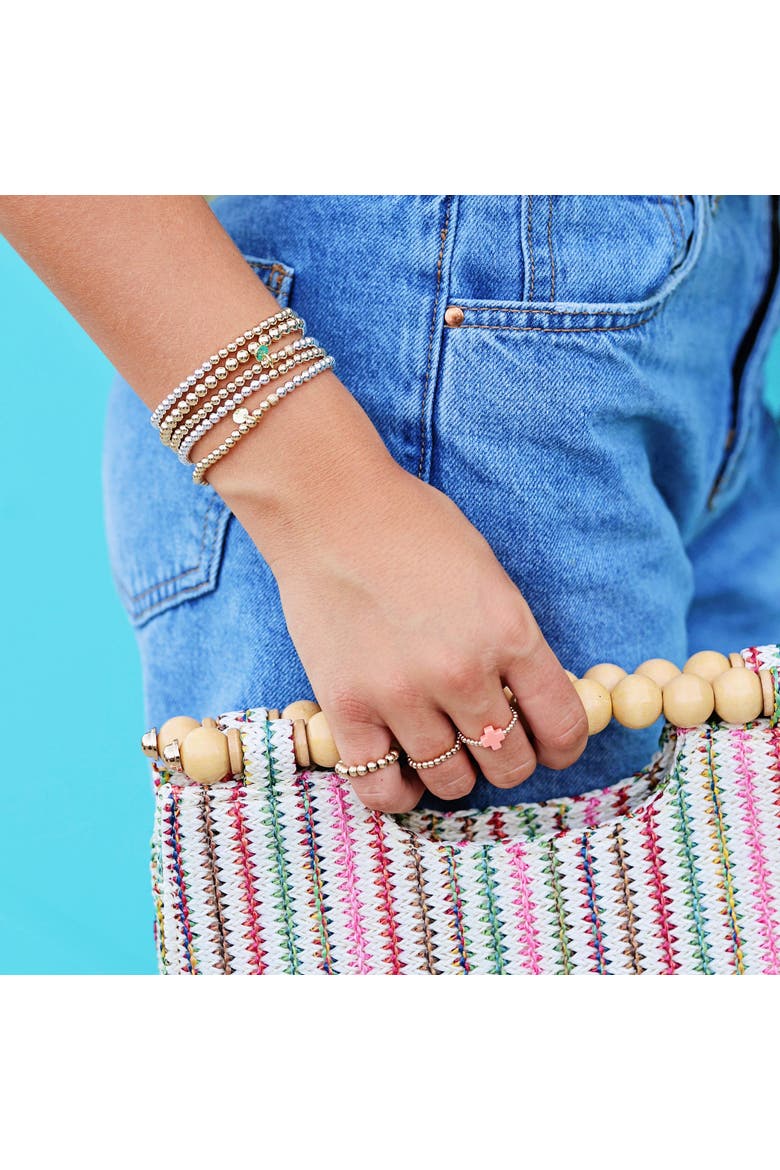 4mm Fusion Two-Tone Beaded Bracelet, Alternate, color, Gold