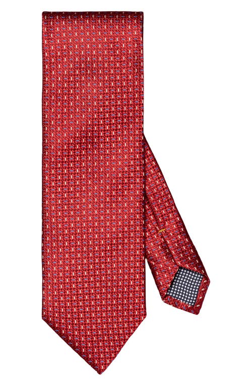 Eton Micropattern Silk Tie In Medium Red