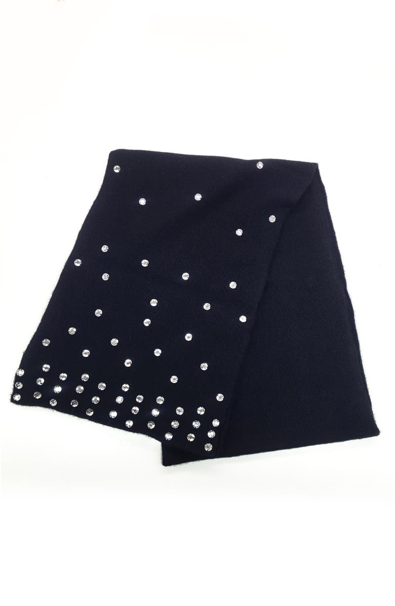 Portolano Cashmere embellished scarf, Alternate, color, Black