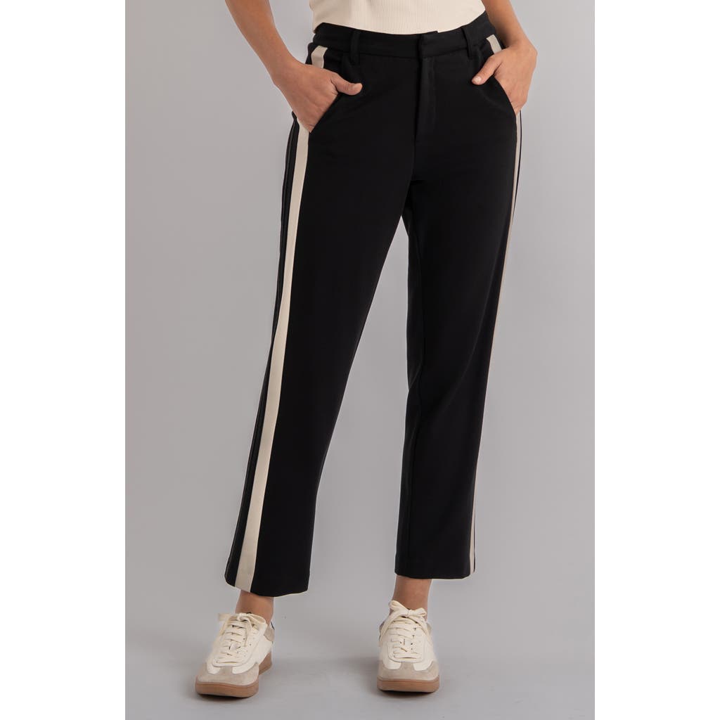 Kut From The Kloth Faye High Waist Side Stripe Ankle Wide Leg Pants In Black