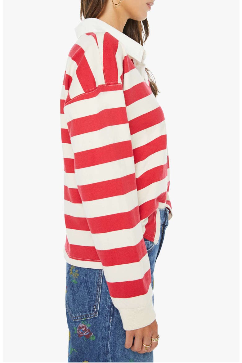 The Boxy Match Stripe Cotton Rugby Shirt, Alternate, color, TANGO RED
